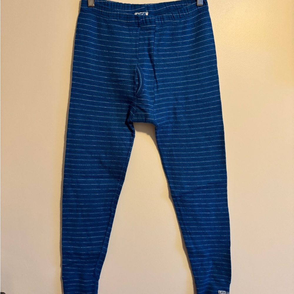 Blue Striped 80% Wool Thermal Long Johns